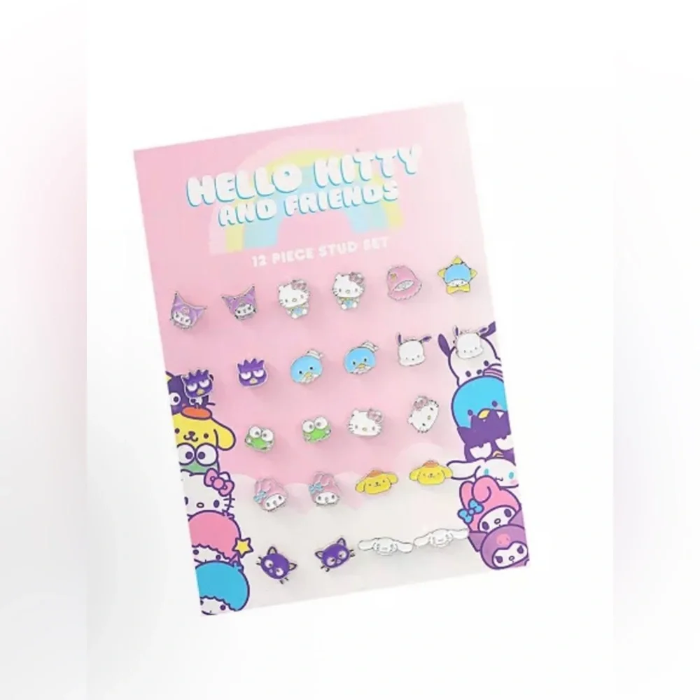 Hello Kitty Sanrio and Friends Stud Earring Set - 12 Pairs, Officially Licensed